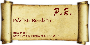 Pákh Román névjegykártya